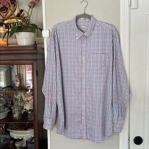 PETER MILLAR Nanoluxe Crown Plaid Long Sleeve Button Front Shirt size XL